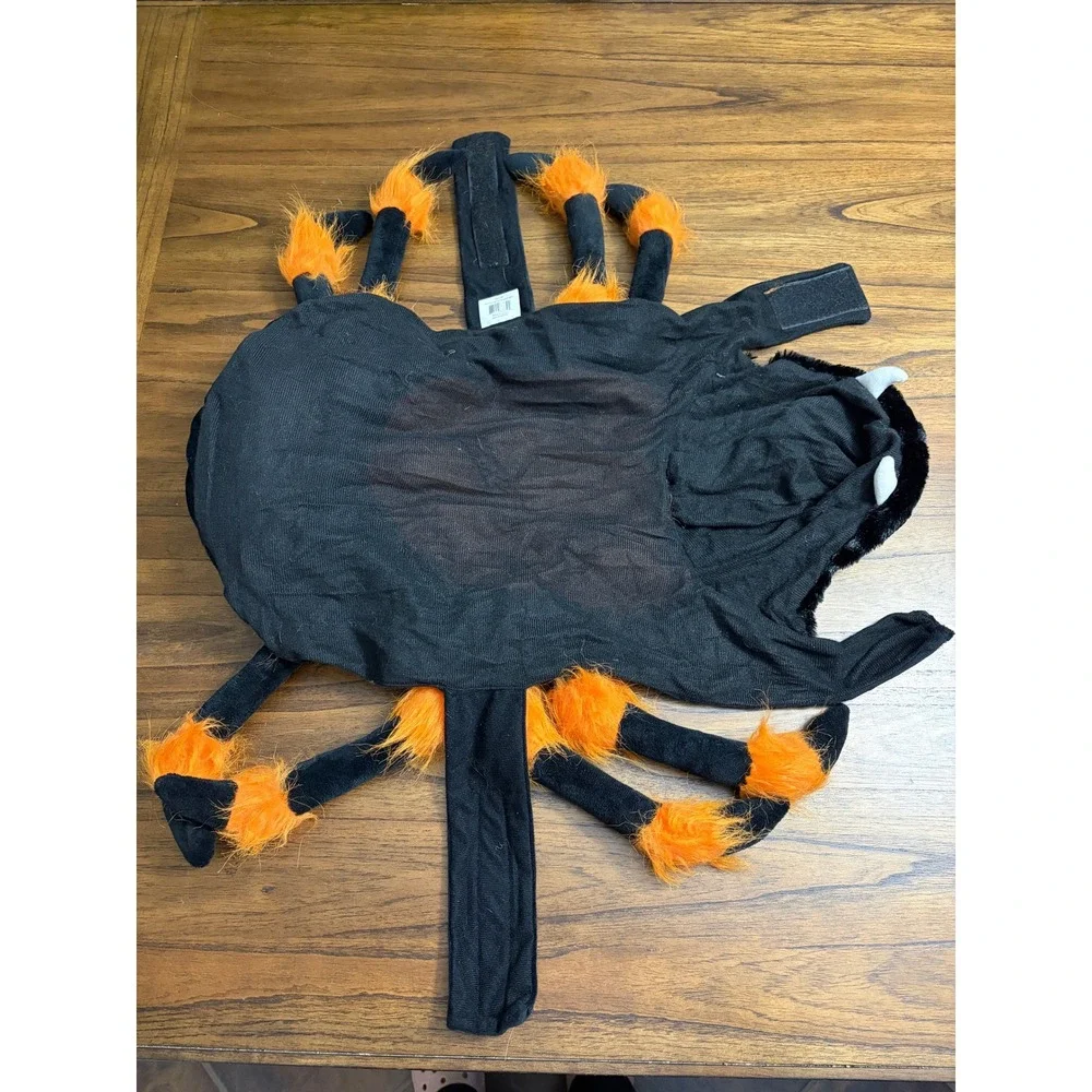 Thrills & Chills Spider Pet Costume Orange Black Fuzzy Halloween Large 5300248